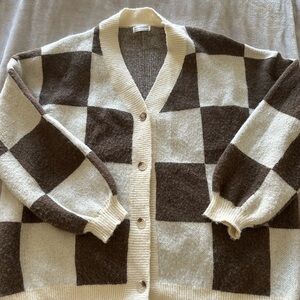 Checkered Brown and Cream Sweater